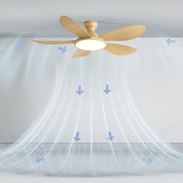 Đèn Quạt Trần 5 Cánh Vân Gỗ Quang Phổ Bảo Vệ Mắt 3 Chế Đố Sáng, 6 Mức Độ Gió Đa Dạng Phòng Khách