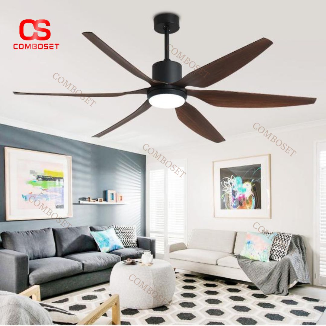 Đèn Quạt Trần 6 Cánh Điều Khiển Từ Xa Phong Cách Tối Giản Động Cơ DC Chuyển Động Yên Tĩnh An Toàn Phòng Ngủ