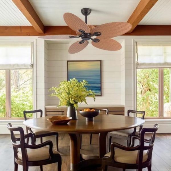 Đèn Quạt Trần Cổ Điển Màu Nâu Decor Phòng Khách Vintage, Hoài Cổ Với 3 Chế Độ Sáng