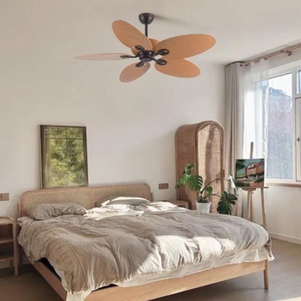 Đèn Quạt Trần Cổ Điển Màu Nâu Decor Phòng Khách Vintage, Hoài Cổ Với 3 Chế Độ Sáng