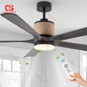 Đèn Quạt Trần Dây Gai Dầu, Điều Khiển Từ Xa 6 Cấp Độ Gió, 3 Màu Sáng Kèm Tính Năng Hẹn Giờ Linh Hoạt