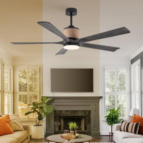 Đèn Quạt Trần Dây Gai Dầu, Điều Khiển Từ Xa 6 Cấp Độ Gió, 3 Màu Sáng Kèm Tính Năng Hẹn Giờ Linh Hoạt
