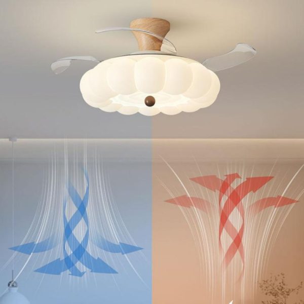 Đèn Quạt Trần Hình Bí Ngô, 6 Cấp Độ Gió, 3 Màu Sáng, Hẹn Giờ, Điều Khiển Giọng Nói Thông Minh
