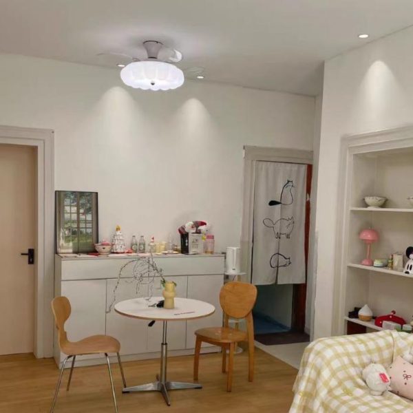 Đèn Quạt Trần Hình Bí Ngô, 6 Cấp Độ Gió, 3 Màu Sáng, Hẹn Giờ, Điều Khiển Giọng Nói Thông Minh