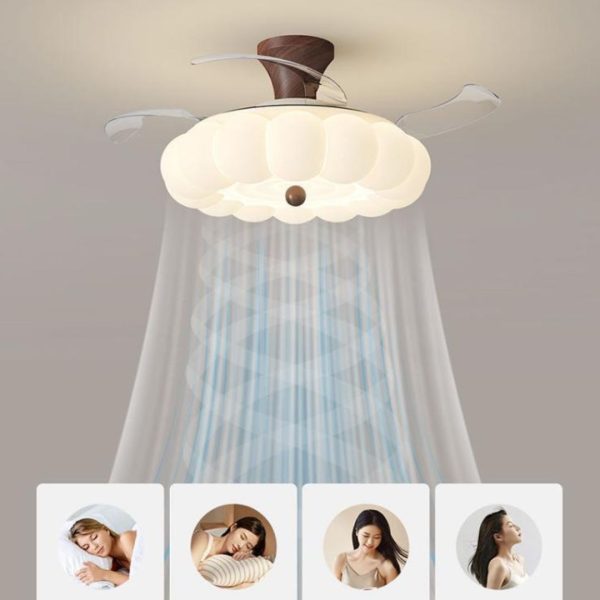 Đèn Quạt Trần Hình Bí Ngô, 6 Cấp Độ Gió, 3 Màu Sáng, Hẹn Giờ, Điều Khiển Giọng Nói Thông Minh