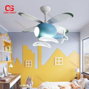 Đèn Quạt Trần Hình Máy Bay Màu Sắc, Remote Điều Chỉnh 6 Mức Độ Gió, 3 Chế Độ Sáng Trang Trí Phòng Ngủ Cho Bé