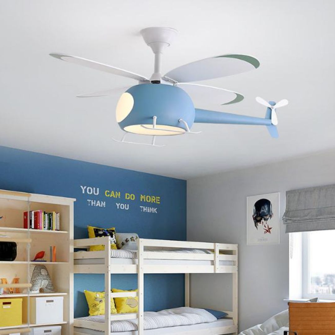 Đèn Quạt Trần Hình Máy Bay Màu Sắc, Remote Điều Chỉnh 6 Mức Độ Gió, 3 Chế Độ Sáng Trang Trí Phòng Ngủ Cho Bé