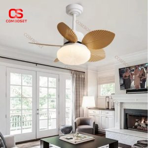 Đèn Quạt Trần Lá Cọ Động Cơ DC, Có Điều Khiển Từ Xa 6 Mức Độ Gió Thông Minh Cho Phòng Khách