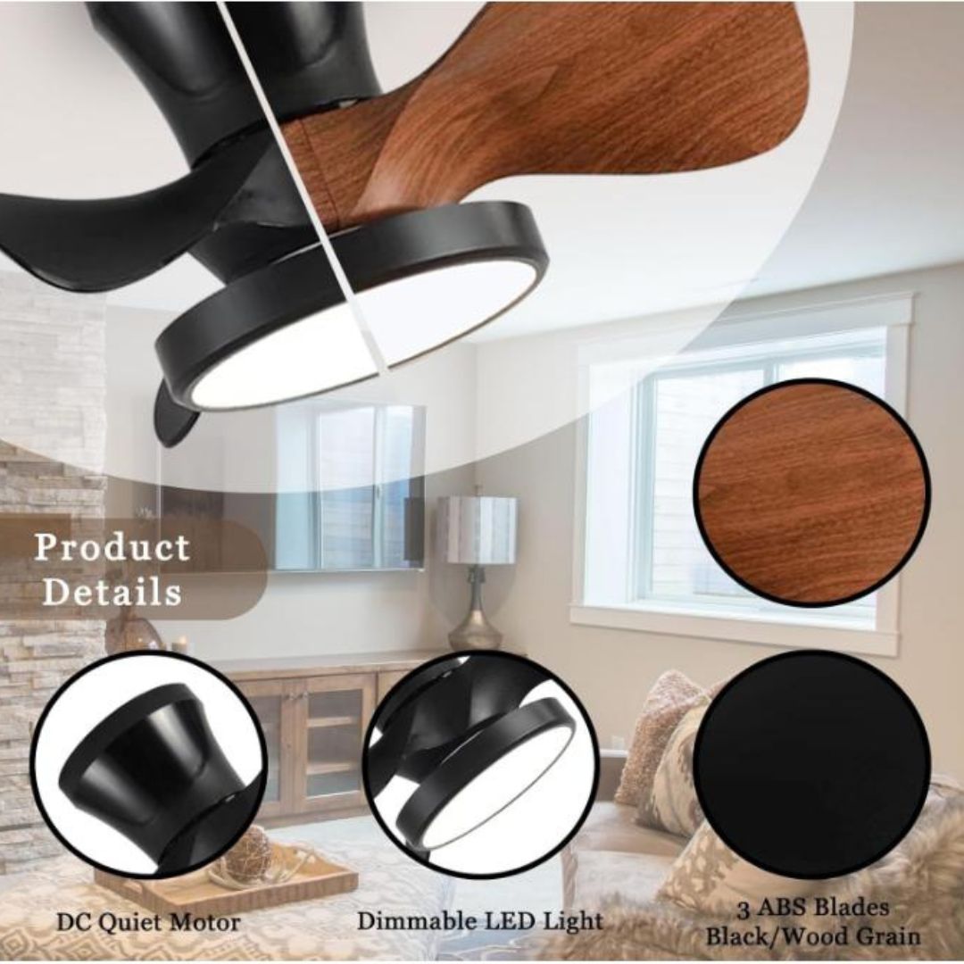 Đèn Quạt Trần Nhỏ 22inch Hiện Đại Có Remote, 3 Chế Độ Sáng, 6 Mức Gió Có Thể Điều Chỉnh Tiện Lợi