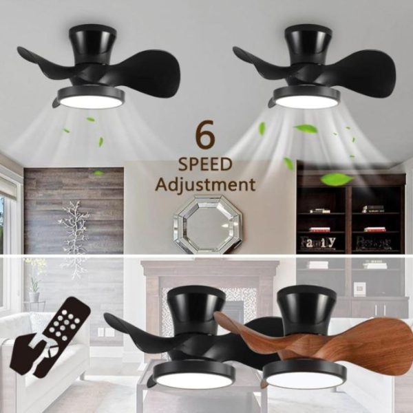 Đèn Quạt Trần Nhỏ 22inch Hiện Đại Có Remote, 3 Chế Độ Sáng, 6 Mức Gió Có Thể Điều Chỉnh Tiện Lợi