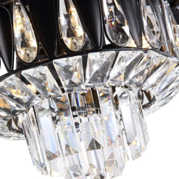 Đèn Quạt Trần Pha Lê Cao Cấp, Màu Đen Cổ Điển, 5 Cánh Gỗ Có Thể Xoay Đảo Ngược, Điều Khiển 3 Cấp Độ Gió Từ Xa