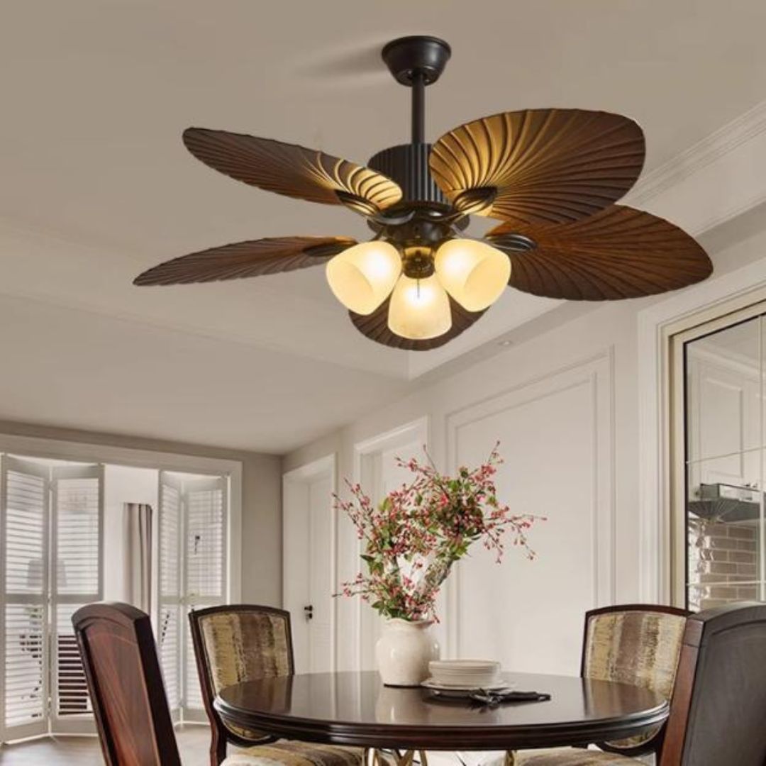 Đèn Quạt Trần Retro Lá Quạt Cổ Điển Decor Không Gian Phòng Khách, Phòng Trà, Phòng Ngủ