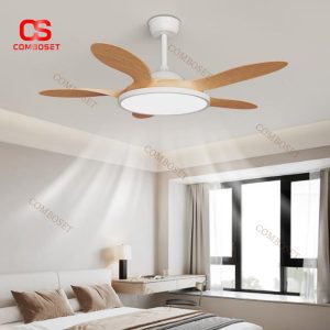 Đèn Quạt Trần Tối Giản 6 Mức Độ Gió, Điều Khiển Từ Xa 3 Chế Độ Sáng Phong Cách Nhật Bản