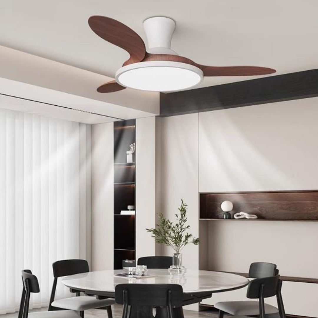 Đèn Quạt Trần Tối Giản 6 Mức Độ Gió, Điều Khiển Từ Xa 3 Chế Độ Sáng Phong Cách Nhật Bản