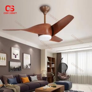 Đèn Quạt Trần Xoắn Ốc Cổ Điển Có Điều Khiển Từ Xa 3 Chế Độ Sáng, 6 Mức Gió Cho Phòng Khách, Phòng Ngủ