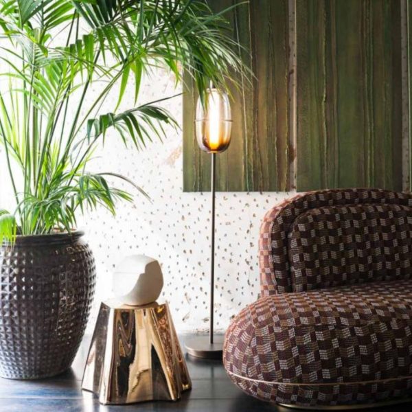 Đèn Sàn 3 Bóng Thuỷ Tinh Màu Nâu Trang Trí Phòng Khách Villa, Phòng Ngủ Phong Cách Hy Lạp