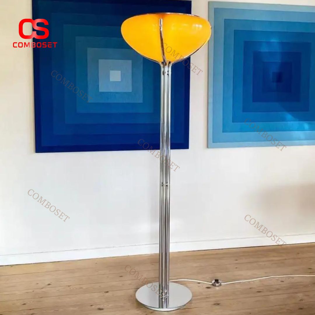 Đèn Sàn Bí Đỏ Thuỷ Tinh Hình Trái Hồng Khô Màu Cam Phong Cách Bauhaus Hiện Đại Phòng Ngủ, Studio
