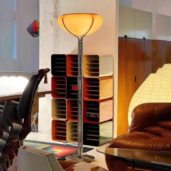 Đèn Sàn Bí Đỏ Thuỷ Tinh Hình Trái Hồng Khô Màu Cam Phong Cách Bauhaus Hiện Đại Phòng Ngủ, Studio