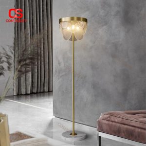 Đèn Sàn Đồng Thau Cánh Thuỷ Tinh Hình Vảy Cá Thiết Kế Vân Bong Bóng Nước Hiện Đại Trang Trí Phòng Ngủ Lãng Mạn