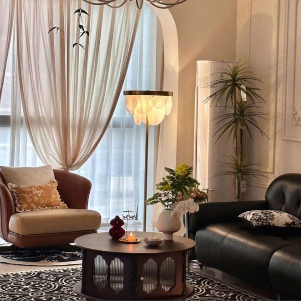 Đèn Sàn Đồng Thau Cánh Thuỷ Tinh Hình Vảy Cá Thiết Kế Vân Bong Bóng Nước Hiện Đại Trang Trí Phòng Ngủ Lãng Mạn - Hình ảnh 4