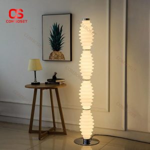 Đèn Sàn Gợn Sóng Màu Trắng Thanh Lịch Xếp Tầng Thiết Kế Hình Dáng Kén Tằm Độc Lạ