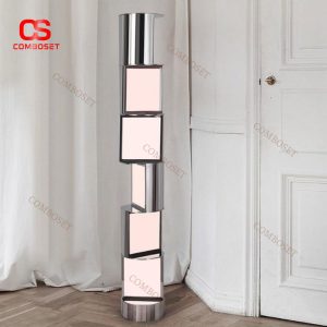Đèn Sàn Khối Thép Acrylic Vân Đá Xoay 360 Độ Cao Cấp Decor Phòng Khách Hiện Đại, Quà Tặng Ý Nghĩa