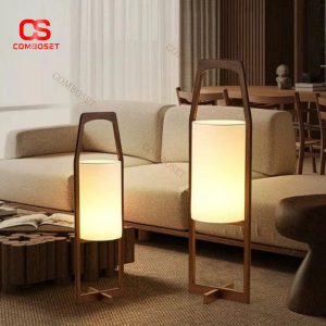 Đèn Sàn Khung Gỗ Cổ Điển Phong Cách Wabi Sabi Nhật Bản Decor Phòng Ngủ, Thiền, Phòng Khách
