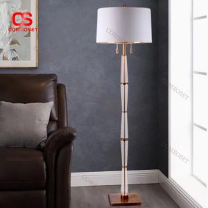 Đèn Sàn Pha Lê Trong Suốt, Chụp Vải Hiện Đại 2 Bóng Đèn Có Dây Kéo Công Tắc Tiện Dụng