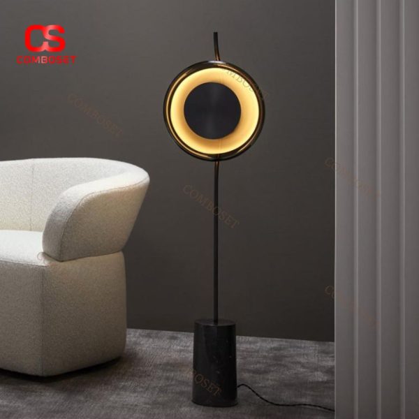 Đèn Sàn Thuỷ Tinh Tròn Đế Đá Cẩm Thạch Sang Trọng Bắc Âu Trang Trí Khách Sạn, Nhà Hàng