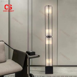Đèn Sàn Trụ Tầng Khối Vuông Mang Kiến Trúc Mô Đun Hiện Đại Chiếu Sáng Phòng Khách, Phòng Ngủ
