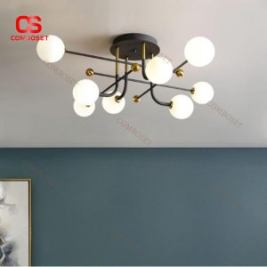 Đèn Trần Dạng Nhánh 4-6-8 Bóng Đèn Thuỷ Tinh Thiết Kế Hiện Đại Cho Phòng Ngủ, Phòng Khách