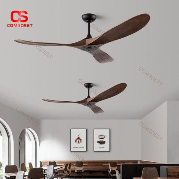 Quạt Ốp Trần Cánh Nhựa Vân Gỗ với 6 Cấp Độ Gió Trang Trí Quán Cafe, Nhà Hàng, Phòng Khách Tối Giản