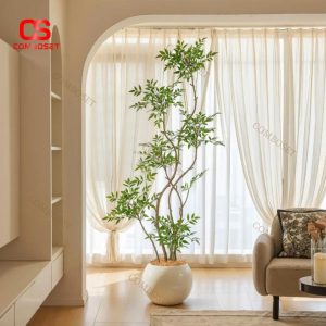 Chậu Cây Giả Lá Tre Kiểu Dáng Uốn Lượn Trang Trí Nội Thất Văn Phòng, Spa, Phòng Trà, Cửa Hàng