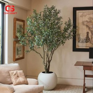Chậu Cây Olive Giả Cao 260cm, Thân Nhiều Nhánh Decor Nội Thất, Ngoại Thất Phong Thuỷ