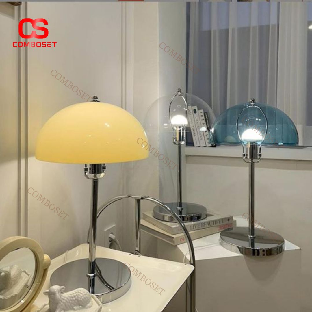 Đèn Bàn Chụp Acrylic Trong Suốt 3 Chế Độ Sáng Phong Cách Bauhaus Phòng Khách, Bàn Làm Việc