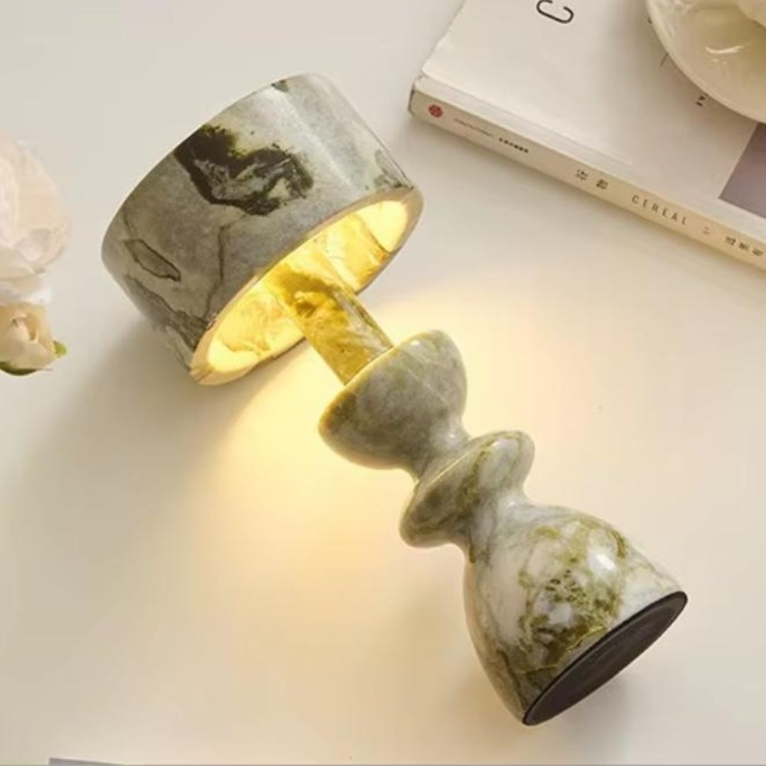 Đèn Bàn Đá Cẩm Thạch Cao Cấp, Cổng Sạc Type C, Công Tắc Cảm Ứng Tiện Lợi Decor Phòng Khách Sang Trọng
