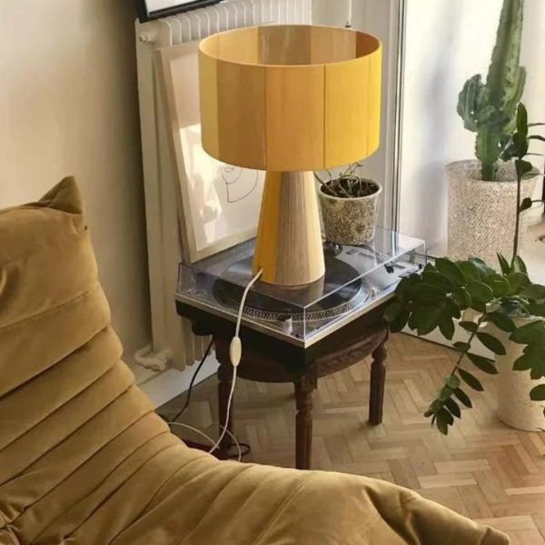 Đèn Bàn Vải Sọc 3 Màu Độc Lạ Phong Cách Pháp Chiếu Sáng Triển Lãm, Phòng Khách Nghệ Thuật
