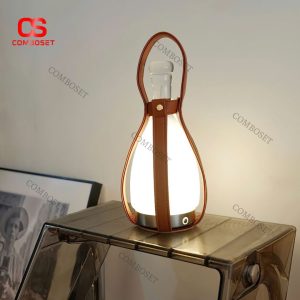 Đèn Bàn Xách Tay Cổ Điển Hình Bình Rượu Thủy Tinh Dùng Cắm Trại, Di Động Ngoài Trời