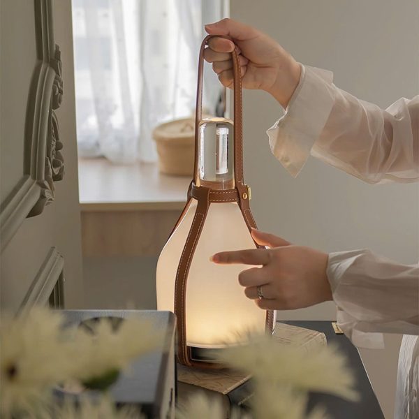 Đèn Bàn Xách Tay Cổ Điển Hình Bình Rượu Thủy Tinh Dùng Cắm Trại, Di Động Ngoài Trời