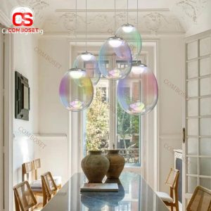Đèn Chùm Bóng Thuỷ Tinh Ánh Xà Cừ Cầu Vòng Lung Linh Decor Phòng Khách, Nhà Hàng, Triển Lãm Trưng Bày