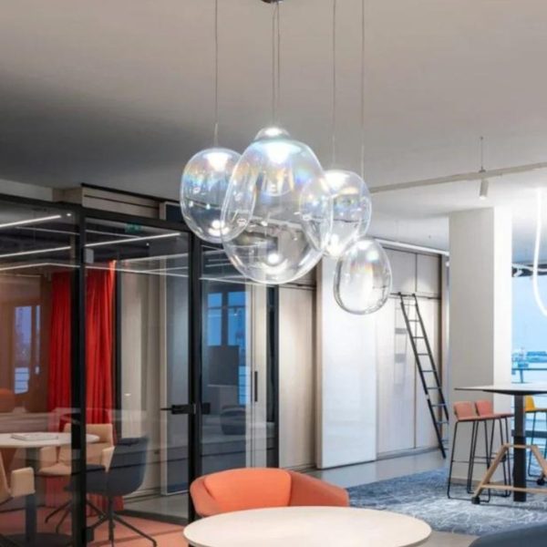 Đèn Chùm Bóng Thuỷ Tinh Ánh Xà Cừ Cầu Vòng Lung Linh Decor Phòng Khách, Nhà Hàng, Triển Lãm Trưng Bày