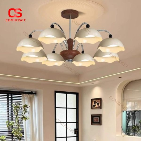 Đèn Chùm Chao Acrylic Hình Vỏ Trứng Thiết Kế Retro Cổ Điển 3 Chế Độ Sáng Phòng Khách, Phòng Ngủ
