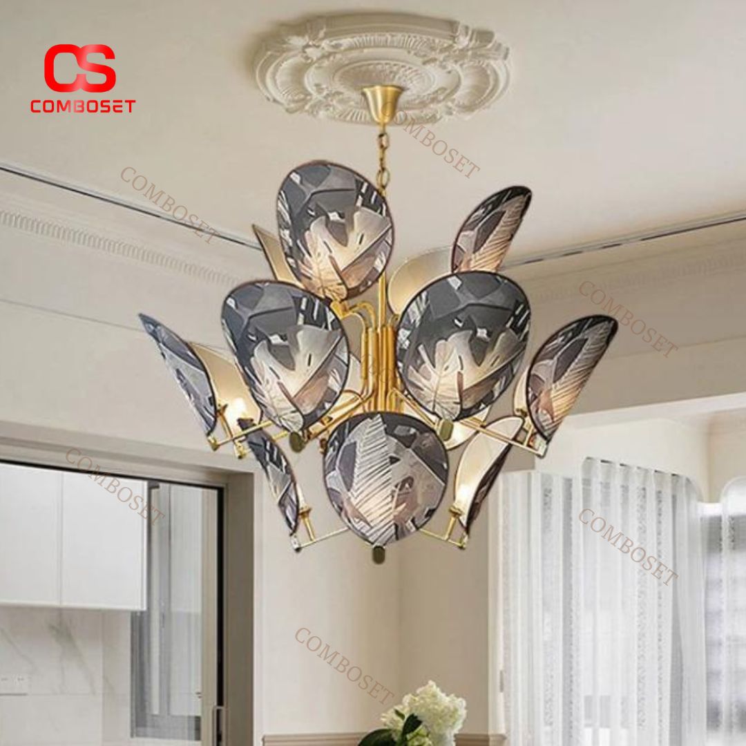 Đèn Chùm Đồng Chao Vải Nghệ Thuật Thanh Lịch Nhẹ Nhàng Decor Phòng Khách, Phòng Ngủ