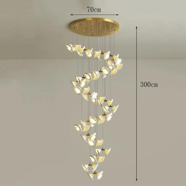 Đèn Chùm Hoa Gốm Sứ Trắng Thiết Kế Xoắn Ốc Độc Đáo Cho Căn Hộ Thông Trần Gác Xép, Biệt Thự Trần Cao