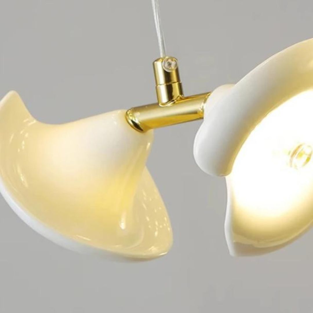 Đèn Chùm Hoa Gốm Sứ Trắng Thiết Kế Xoắn Ốc Độc Đáo Cho Căn Hộ Thông Trần Gác Xép, Biệt Thự Trần Cao