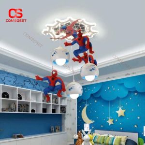 Đèn Chùm Hoạt Hình Người Nhện 3 Chế Độ Sáng Decor Phòng Ngủ Cho Bé, Khu Vui Chơi Trẻ Em