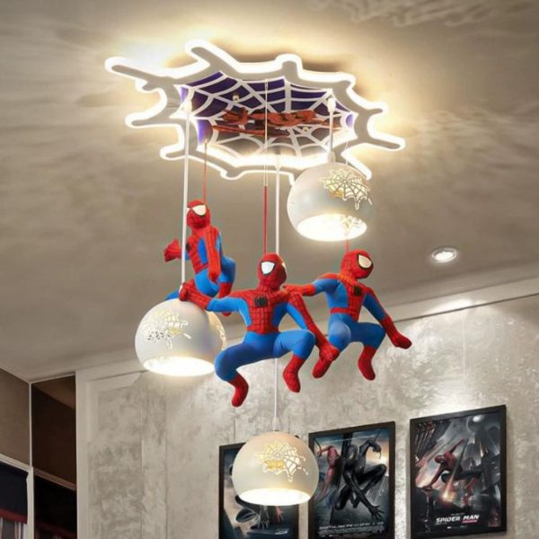 Đèn Chùm Hoạt Hình Người Nhện 3 Chế Độ Sáng Decor Phòng Ngủ Cho Bé, Khu Vui Chơi Trẻ Em
