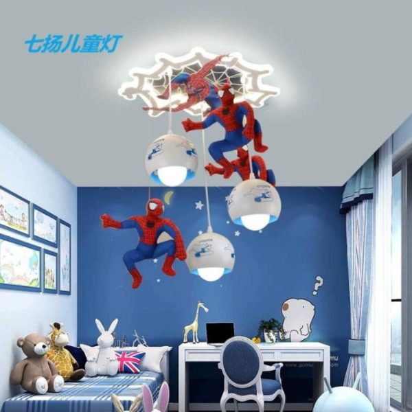 Đèn Chùm Hoạt Hình Người Nhện 3 Chế Độ Sáng Decor Phòng Ngủ Cho Bé, Khu Vui Chơi Trẻ Em