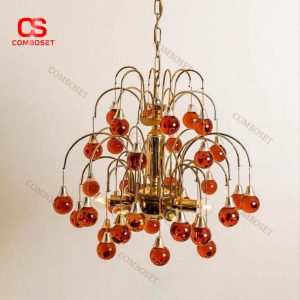 Đèn Chùm Pha Lê Cherry Đỏ Trang Trí Phòng Khách, Phòng Ngủ Lấp Lánh Sang Trọng Quý Phái