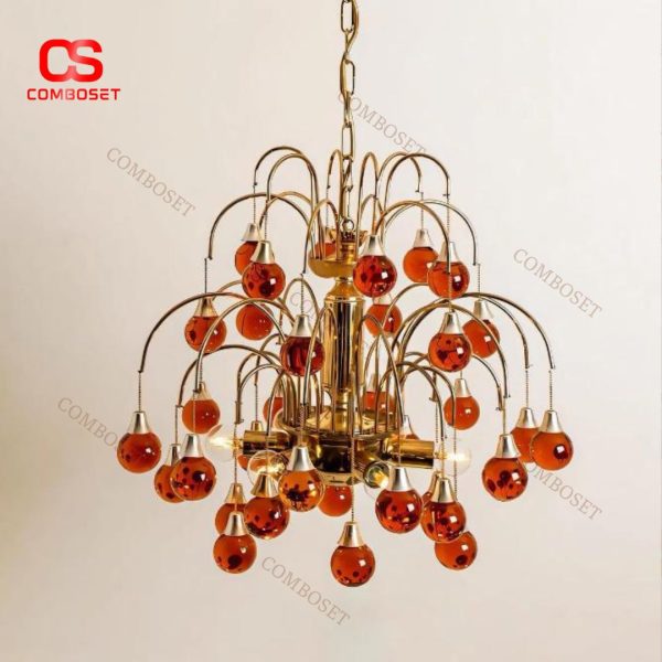 Đèn Chùm Pha Lê Cherry Đỏ Trang Trí Phòng Khách, Phòng Ngủ Lấp Lánh Sang Trọng Quý Phái